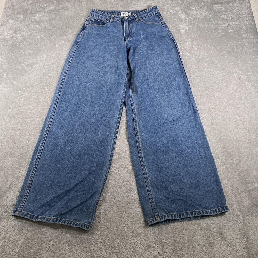 Princess Polly Jeans Womens US 2 Blue Wide Leg Rigid Denim Five Pocket Baggy